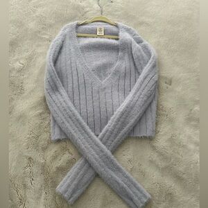 Urban outfitters fuzzy cropped sweater in purple